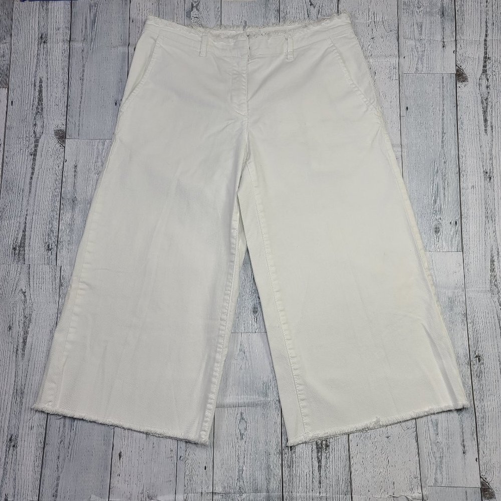 Michael Kors White Cropped Fringed Jeans